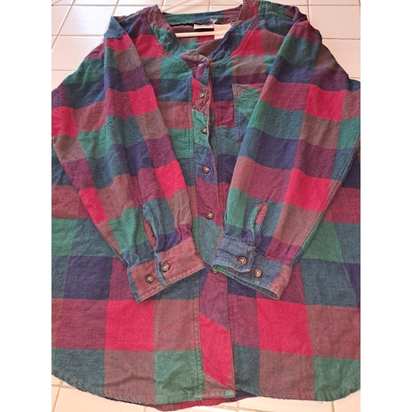 Backroad Blues plaid button up long sleeve flannel shirt size XL top holiday - Picture 4 of 10